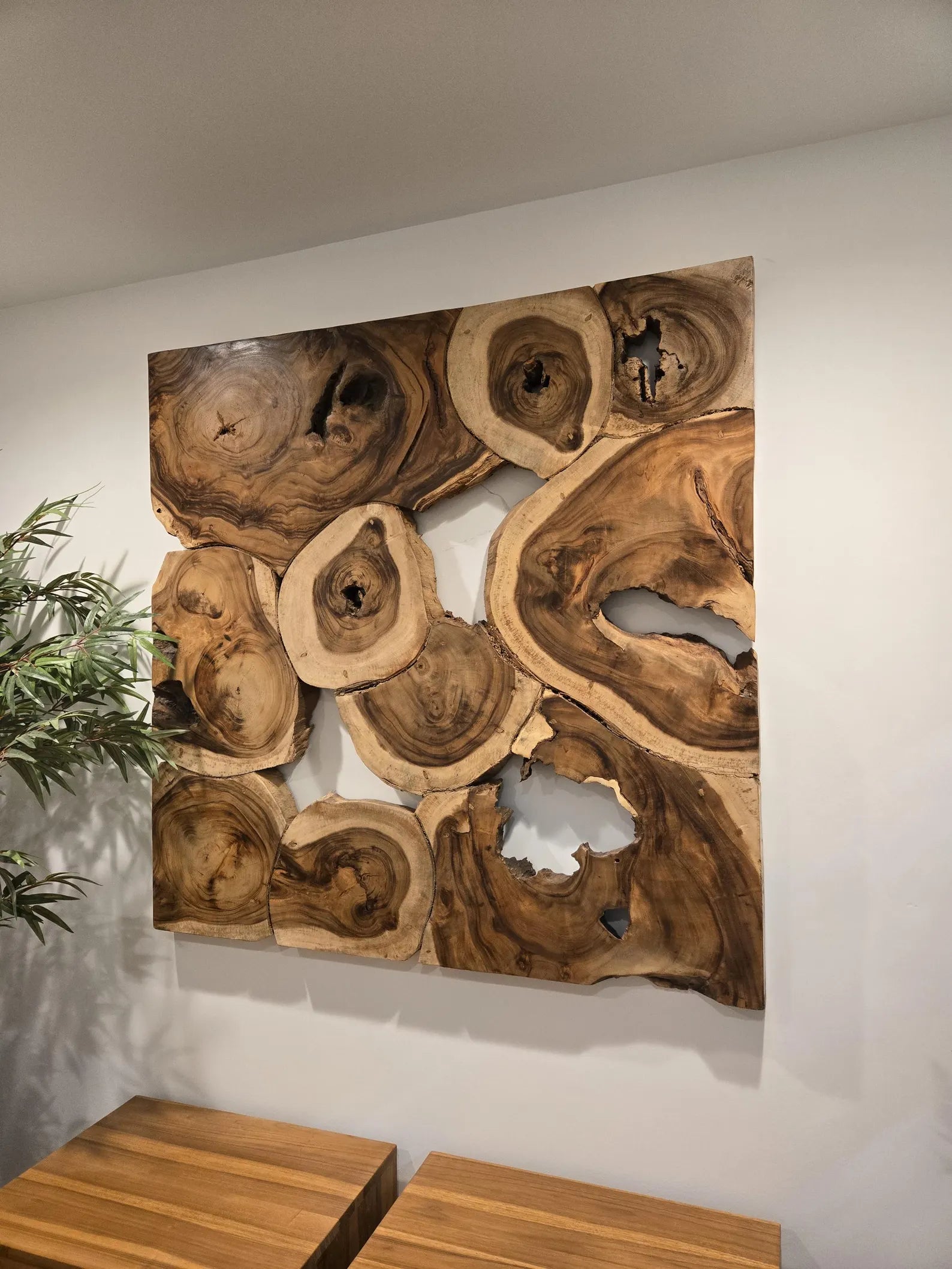wood slice wall art panel